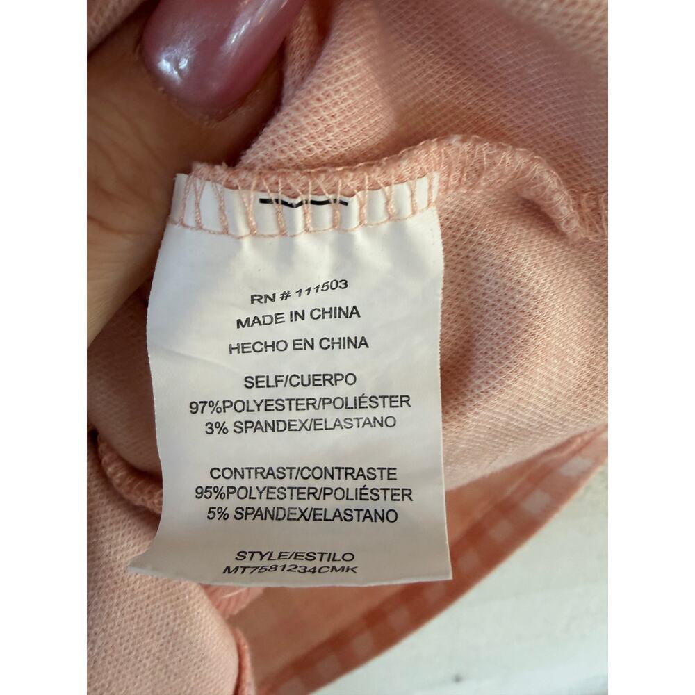 Meraki Peach/Pink Gingham Button Front Crop Top Size M Cottagecore - Picture 5 of 7